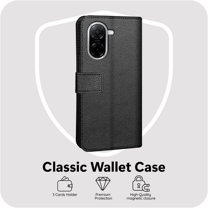 Classic Wallet Case - Xiaomi Redmi A5 - PU leather Book Case - Black
