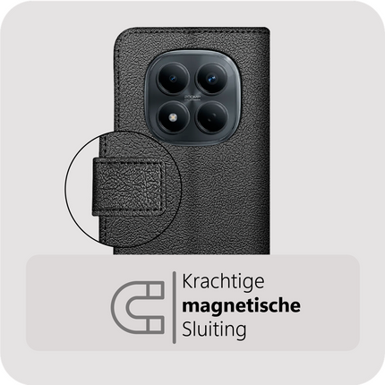 Classic Wallet Case - Xiaomi Redmi Note 15 Pro (4G) - PU leather Book Case - Black