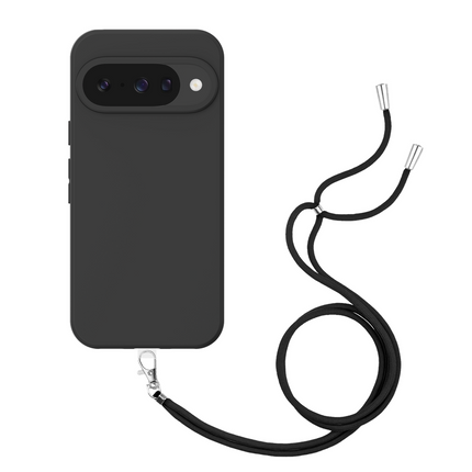 Lanyard Case - Google Pixel 10 / 10 Pro - Soft TPU Protective Cover with Necklace - Black