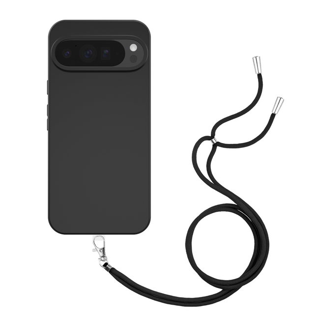 Lanyard Case - Google Pixel 10 Pro XL - Soft TPU Protective Cover with Necklace - Black