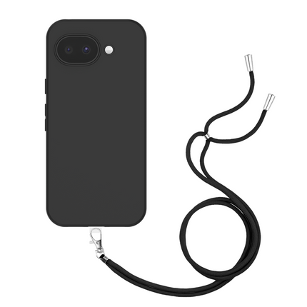 Lanyard Case - Google Pixel 10a - Soft TPU Protective Cover with Necklace - Black