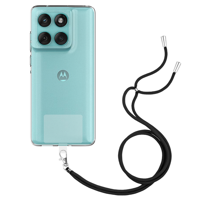 Lanyard Case - Motorola Edge 60 Fusion / Edge 60 / 60s - Soft TPU Protective Cover with Necklace - Clear
