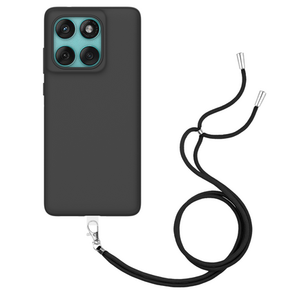 Lanyard Case - Motorola Edge 60 Fusion / Edge 60 / 60s - Soft TPU Protective Cover with Necklace - Black