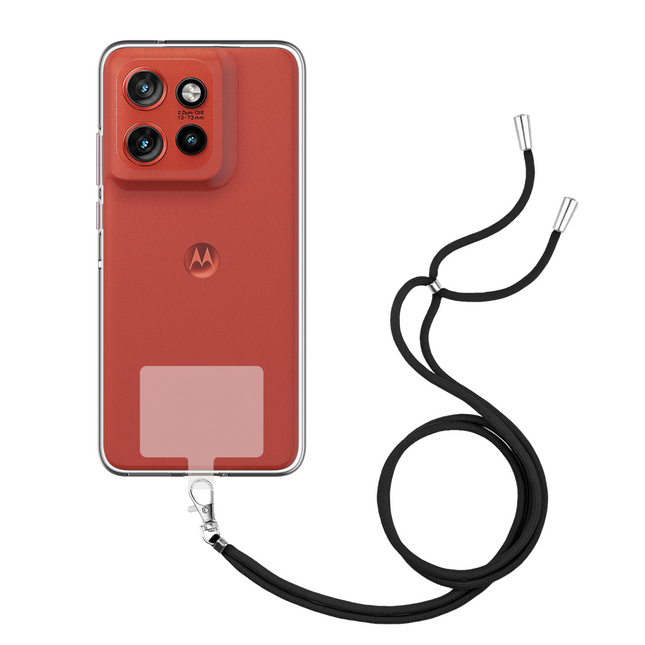 Lanyard Case - Motorola Edge 60 Neo - Soft TPU Protective Cover with Necklace - Clear