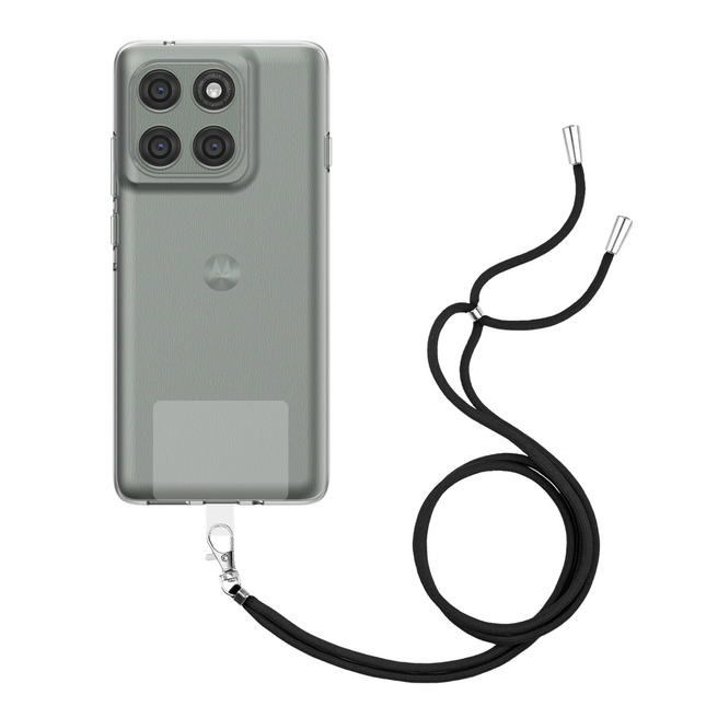 Lanyard Case - Motorola Edge 60 Pro - Soft TPU Protective Cover with Necklace - Clear