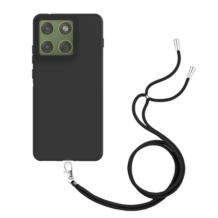 Lanyard Case - Motorola Edge 70 - Soft TPU Protective Cover with Necklace - Black