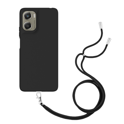 Lanyard Case - Motorola Moto G06 / G06 Power - Soft TPU Protective Cover with Necklace - Black
