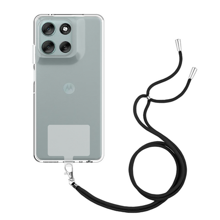 Lanyard Case - Motorola Moto G56 - Soft TPU Protective Cover with Necklace - Clear