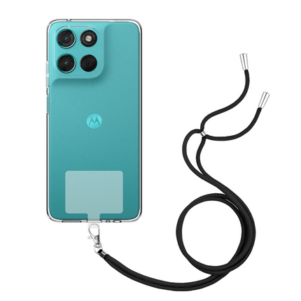 Lanyard Case - Motorola Moto G57 / G57 Power / G67 Power - Soft TPU Protective Cover with Necklace - Clear
