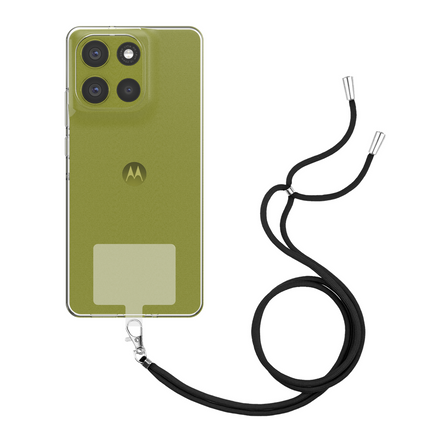 Lanyard Case - Motorola Moto G86 - Soft TPU Protective Cover with Necklace - Clear