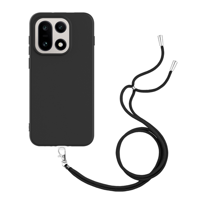 Lanyard Case - OnePlus 15 - Soft TPU Protective Cover with Necklace - Black