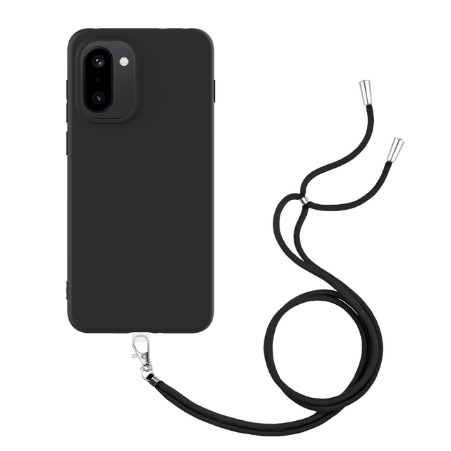 Lanyard Case - OnePlus 15R - Soft TPU Protective Cover with Necklace - Black