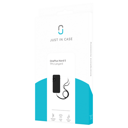 Lanyard Case - OnePlus Nord 5 - Soft TPU Protective Cover with Necklace - Black