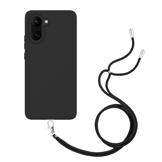 Lanyard Case - OnePlus Nord CE5 - Soft TPU Protective Cover with Necklace - Black
