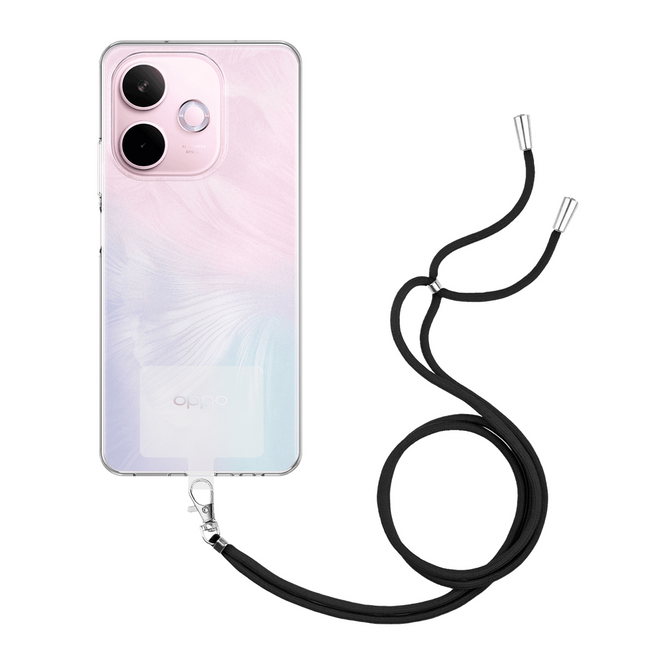 Lanyard Case - Oppo A5 Pro (5G) - Soft TPU Protective Cover with Necklace - Clear