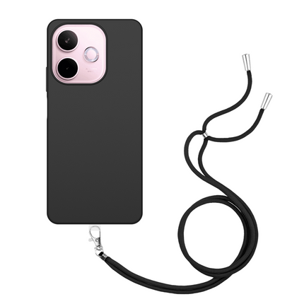 Lanyard Case - Oppo A5 Pro (5G) - Soft TPU Protective Cover with Necklace - Black