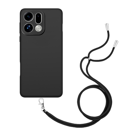 Lanyard Case - Oppo Find X9 - Soft TPU Protective Cover with Necklace - Black