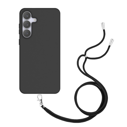 Lanyard Case - Samsung Galaxy S25 FE - Soft TPU Protective Cover with Necklace - Black