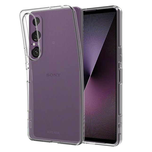 Lanyard Case - Sony Xperia 1 VII - Soft TPU Protective Cover with Necklace - Clear