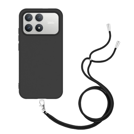 Lanyard Case - Xiaomi Poco F8 Pro - Soft TPU Protective Cover with Necklace - Black