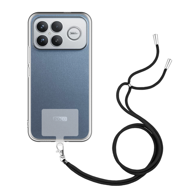 Lanyard Case - Xiaomi Poco F8 Ultra - Soft TPU Protective Cover with Necklace - Clear