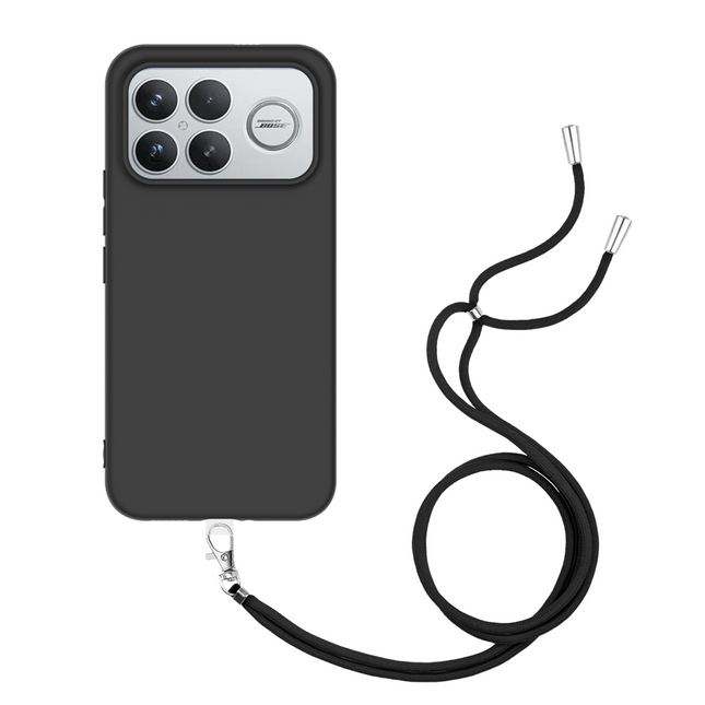 Lanyard Case - Xiaomi Poco F8 Ultra - Soft TPU Protective Cover with Necklace - Black