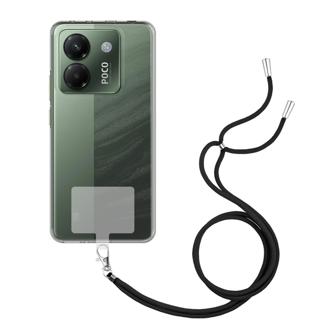 Lanyard Case - Xiaomi Poco M7 Pro - Soft TPU Protective Cover with Necklace - Clear