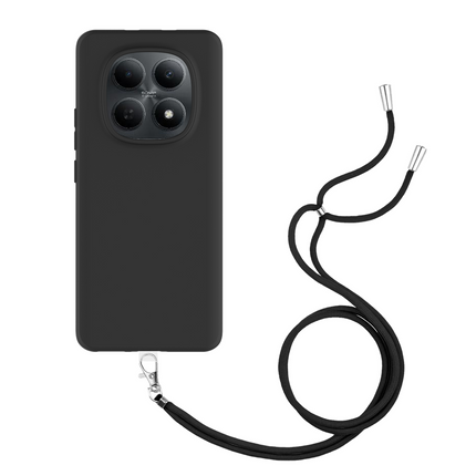 Lanyard Case - Xiaomi Poco M8 (5G) - Soft TPU Protective Cover with Necklace - Black