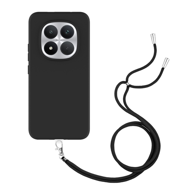 Lanyard Case - Xiaomi Poco M8 Pro (5G) - Soft TPU Protective Cover with Necklace - Black