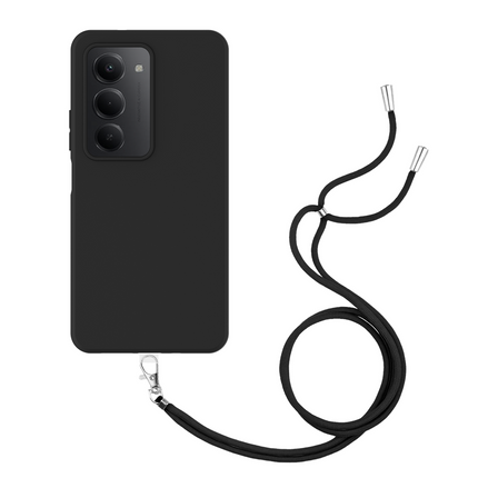 Lanyard Case - Xiaomi Redmi 15 (4G/5G) - Soft TPU Protective Cover with Necklace - Black