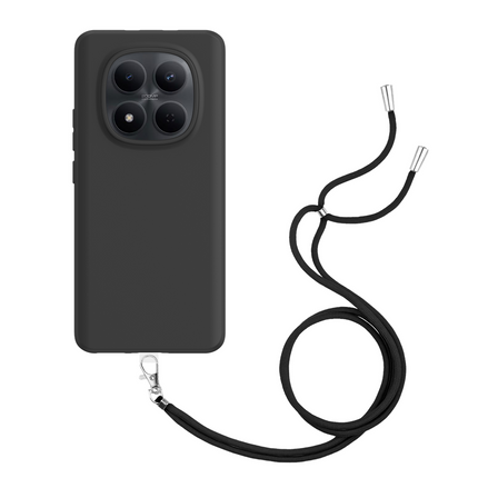 Lanyard Case - Xiaomi Redmi Note 15 (4G/5G) - Soft TPU Protective Cover with Necklace - Black