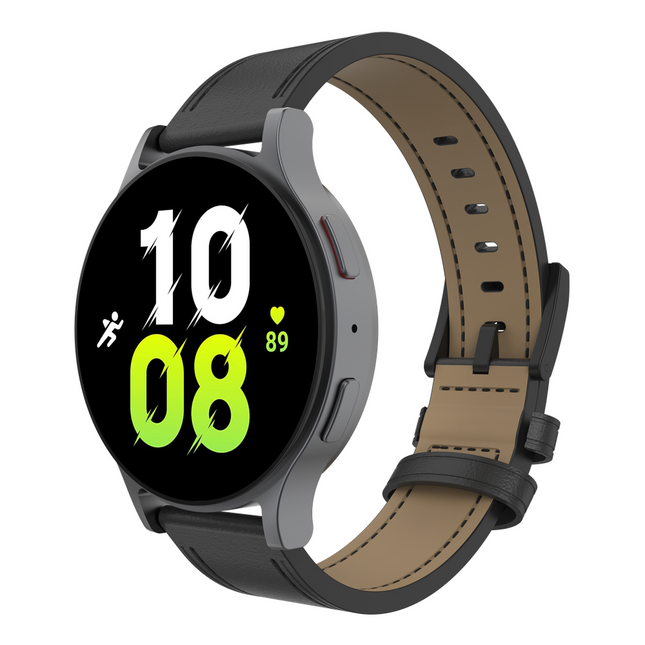 Timeless Leather Strap - Galaxy Watch 20mm - Black