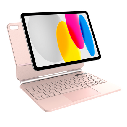 iPad 2025 (11th Gen) / iPad 2022 (10th Gen) - MagAir Floating Magic Keyboard Cover - Magnetic Attachment - Qwerty - Pink