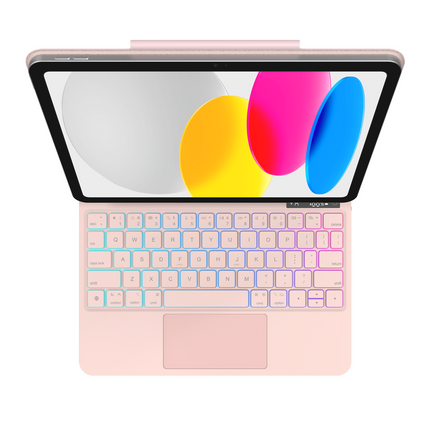 iPad 2025 (11th Gen) / iPad 2022 (10th Gen) - MagAir Floating Magic Keyboard Cover - Magnetic Attachment - Qwerty - Pink