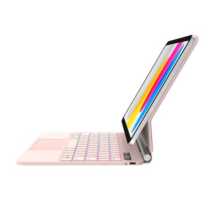 iPad 2025 (11th Gen) / iPad 2022 (10th Gen) - MagAir Floating Magic Keyboard Cover - Magnetic Attachment - Qwerty - Pink