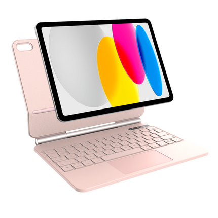 iPad 2025 (11th Gen) / iPad 2022 (10th Gen) - MagAir Floating Magic Keyboard Cover - Magnetic Attachment - Qwerty - Pink