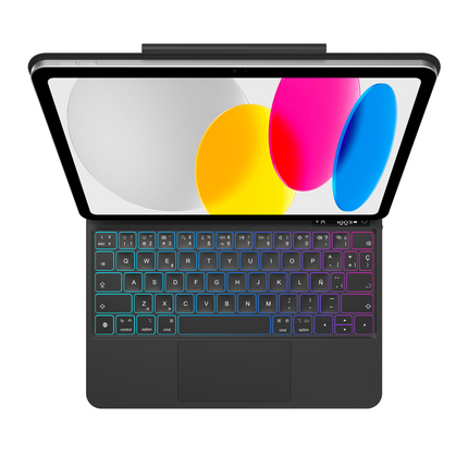 iPad 2025 (11th Gen) / iPad 2022 (10th Gen) - MagAir Floating Magic Keyboard Cover - Magnetic Attachment - Qwerty (Spanish) - Black