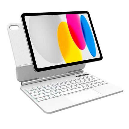 iPad 2025 (11th Gen) / iPad 2022 (10th Gen) - MagAir Floating Magic Keyboard Cover - Magnetic Attachment - Qwerty - White