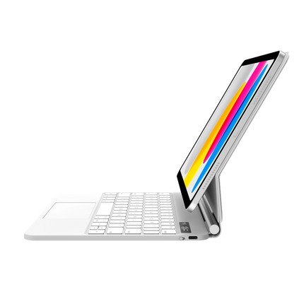iPad 2025 (11th Gen) / iPad 2022 (10th Gen) - MagAir Floating Magic Keyboard Cover - Magnetic Attachment - Qwerty - White