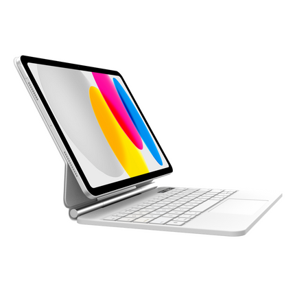 iPad 2025 (11th Gen) / iPad 2022 (10th Gen) - MagAir Floating Magic Keyboard Cover - Magnetic Attachment - Qwerty - White
