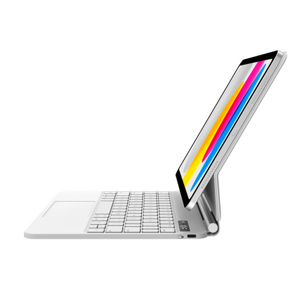 iPad 2025 (11th Gen) / iPad 2022 (10th Gen) - MagAir Floating Magic Keyboard Cover - Magnetic Attachment - Qwerty - White