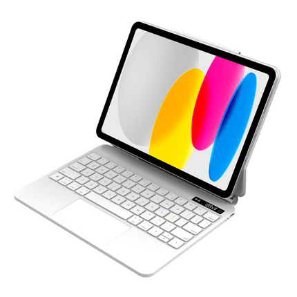 iPad 2025 (11th Gen) / iPad 2022 (10th Gen) - MagAir Floating Magic Keyboard Cover - Magnetic Attachment - Qwerty - White
