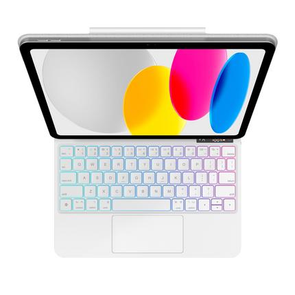 iPad 2025 (11th Gen) / iPad 2022 (10th Gen) - MagAir Floating Magic Keyboard Cover - Magnetic Attachment - Qwerty - White