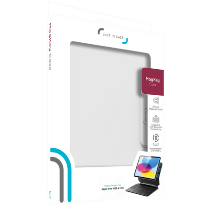 iPad 2025 (11th Gen) / iPad 2022 (10th Gen) - MagAir Floating Magic Keyboard Cover - Magnetic Attachment - Qwerty - White