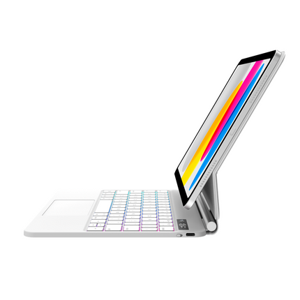 iPad 2025 (11th Gen) / iPad 2022 (10th Gen) - MagAir Floating Magic Keyboard Cover - Magnetic Attachment - Qwerty - White