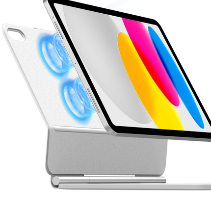 iPad 2025 (11th Gen) / iPad 2022 (10th Gen) - MagAir Floating Magic Keyboard Cover - Magnetic Attachment - Qwerty - White