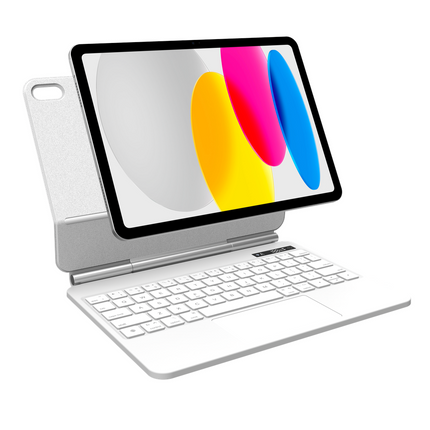 iPad 2025 (11th Gen) / iPad 2022 (10th Gen) - MagAir Floating Magic Keyboard Cover - Magnetic Attachment - Qwerty - White