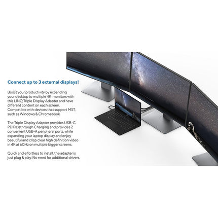 LINQ Connects 7in1 USB-C HDMI Adapter - Triple Display MST