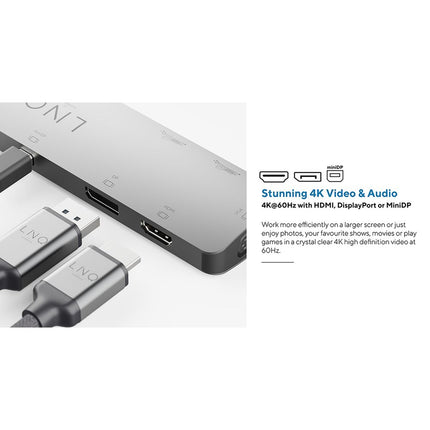 LINQ Connects 7in1 USB-C HDMI Adapter - Triple Display MST