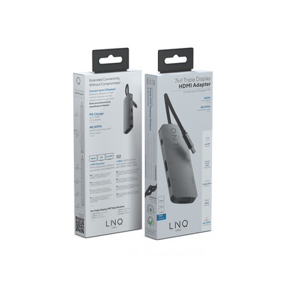 LINQ Connects 7in1 USB-C HDMI Adapter - Triple Display MST
